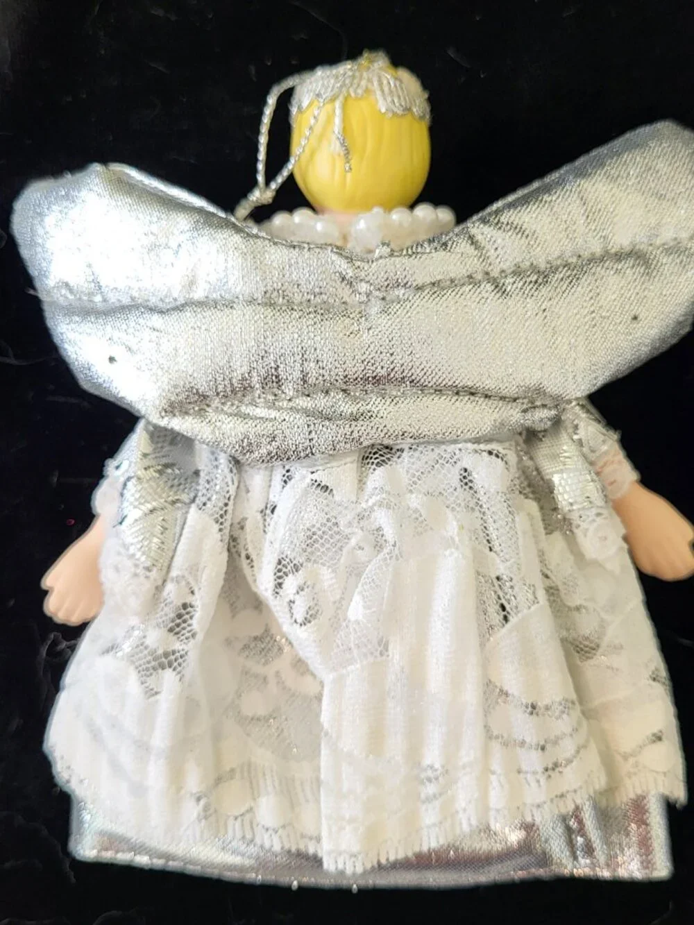 Vintage Porcelain Angel Christmas Ornaments Lot of 4 White Gold Silver Ivory
